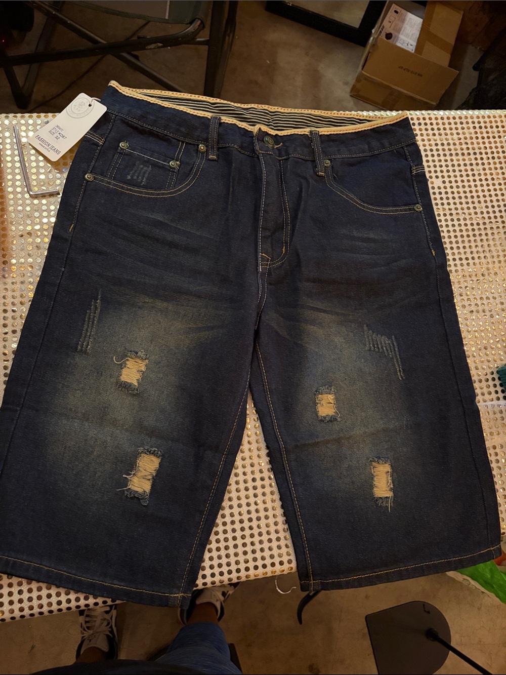 Distressed Denim Jean Shorts